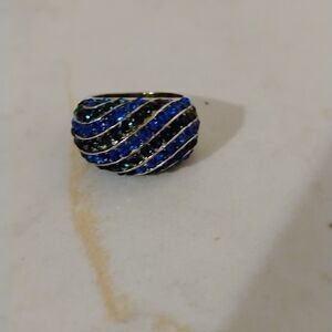 Blue and Black Striped Ring